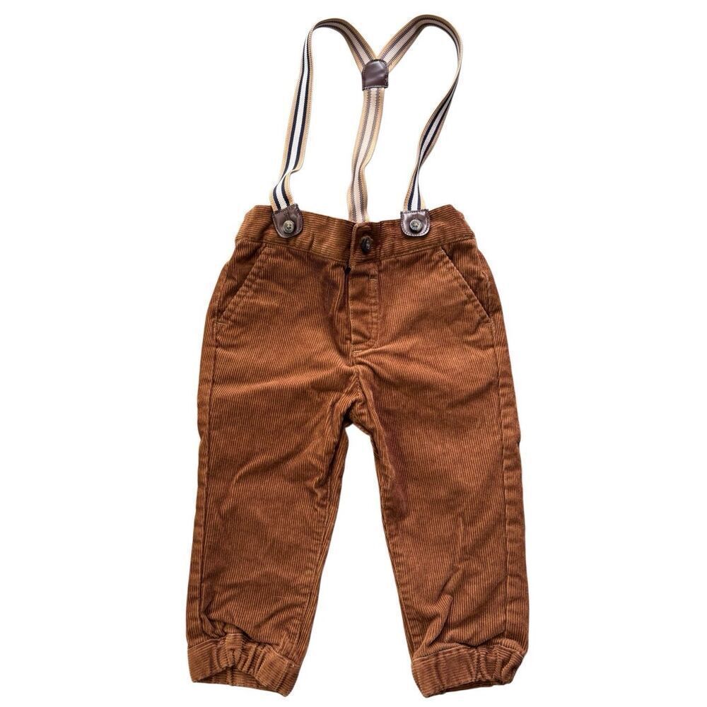 Janie and jack Baby Corduroy Suspender Pant rich brown 12 - 18